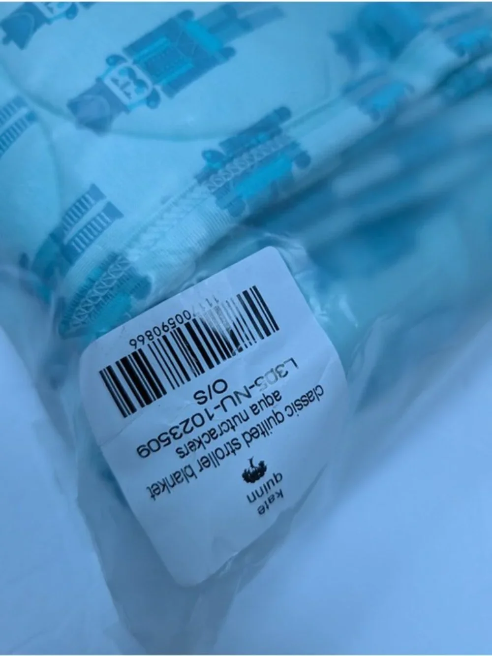 Kate Quinn Bamboo Classic Quilted Stroller Blanket Quilt Aqua Nutcrackers
